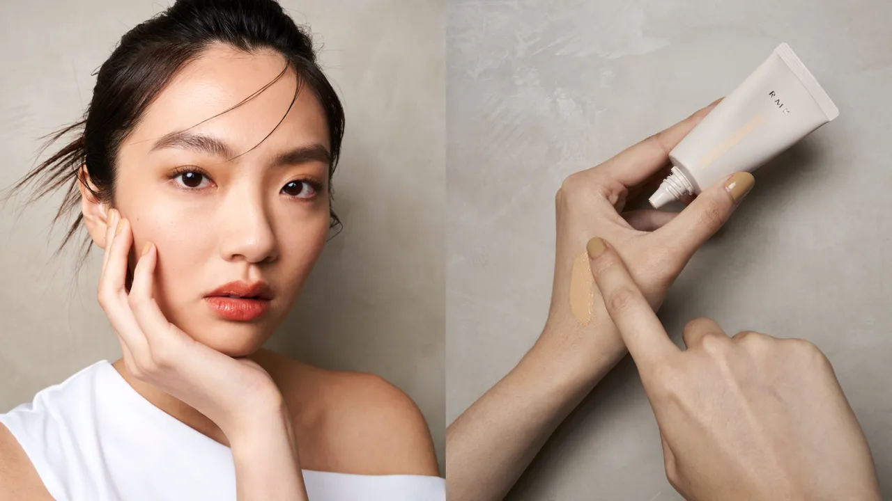RMK推出底妝新作水潤光彩粉霜，強調打造自然煥發的「素肌感」。品牌提供
