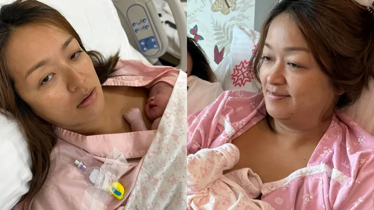 凱莉生完後累得眼神已無法對焦。翻攝《@wang.kylie》IG