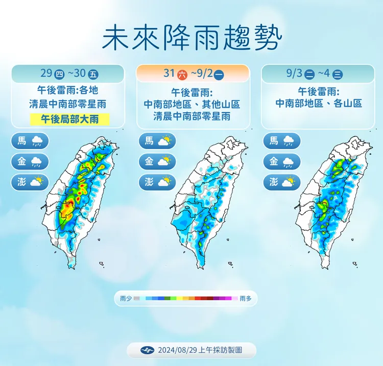 未來降雨趨勢。氣象署提供