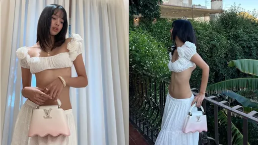 Lisa現蹤義大利膚色曬黑更性感　套兩截式洋裝上半身布料超級少