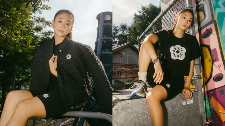 文姿云搭配BOKE2.0系列的絎縫外套、黑色單車褲。品牌提供