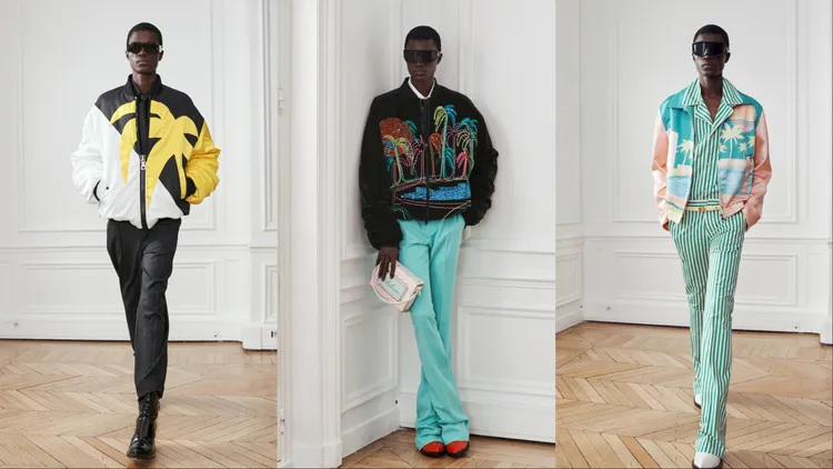 男裝藉由繽紛色彩、棕櫚樹圖案牽引視線。品牌提供