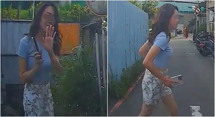 一名正妹突衝出馬路，險被來車撞上。翻攝「WoWtchout - 地圖型行車影像分享平台」YouTube