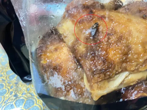 好市多烤大雞腿有「移動黑點」 竟是活體大蒼蠅正「享用大餐」