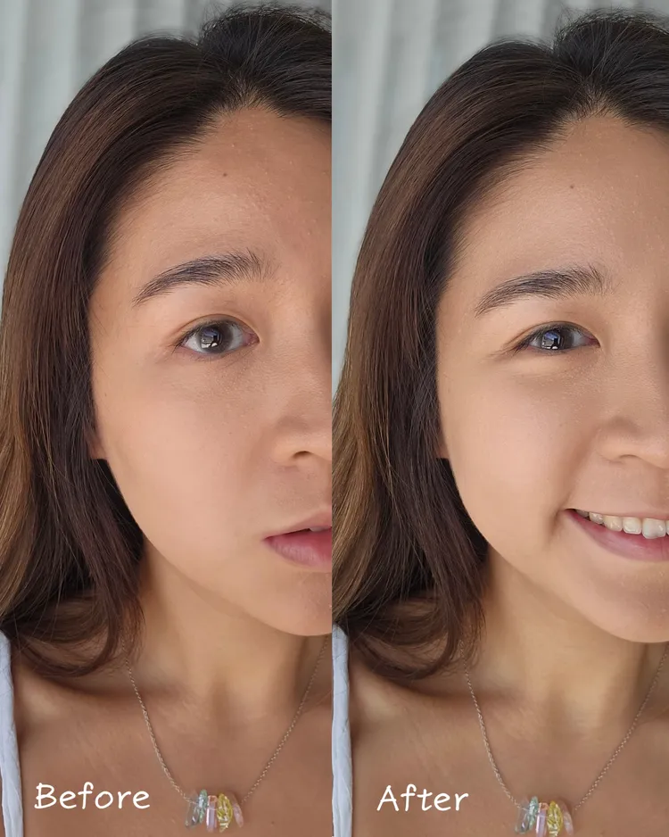 ▲使用前較為暗沉，使用後臉明顯變亮。