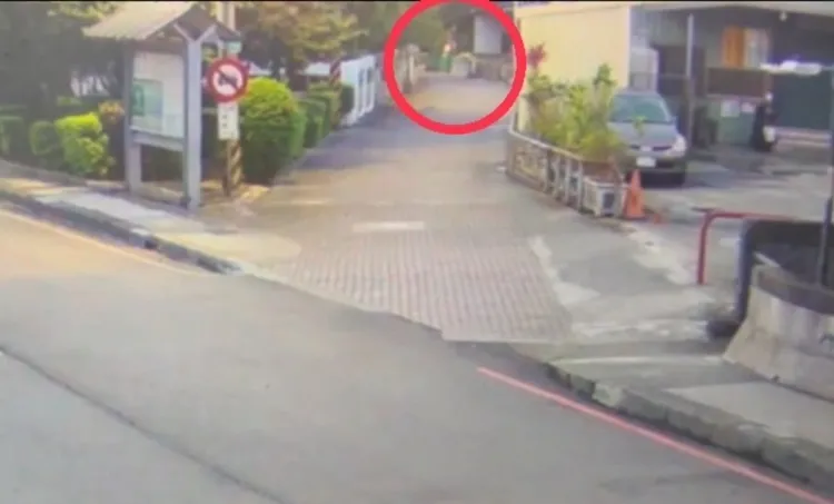 路燈因電線遭賴嫌剪斷而熄滅。翻攝畫面