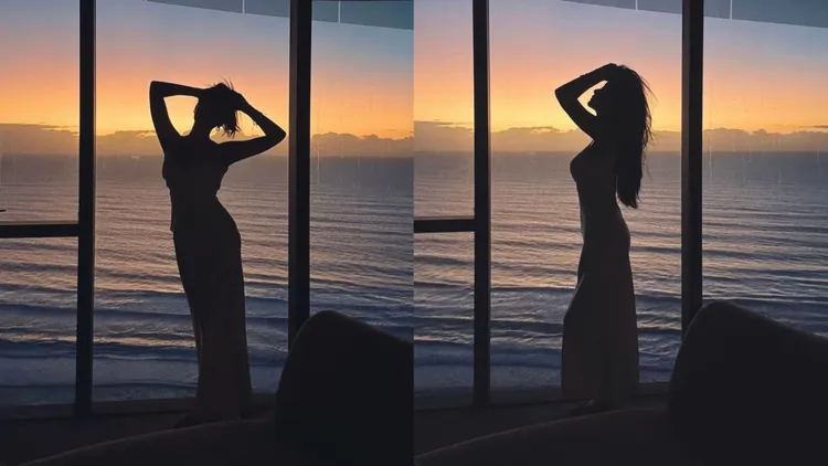 孫芸芸在落日海邊大展窈窕身影。翻攝孫芸芸IG