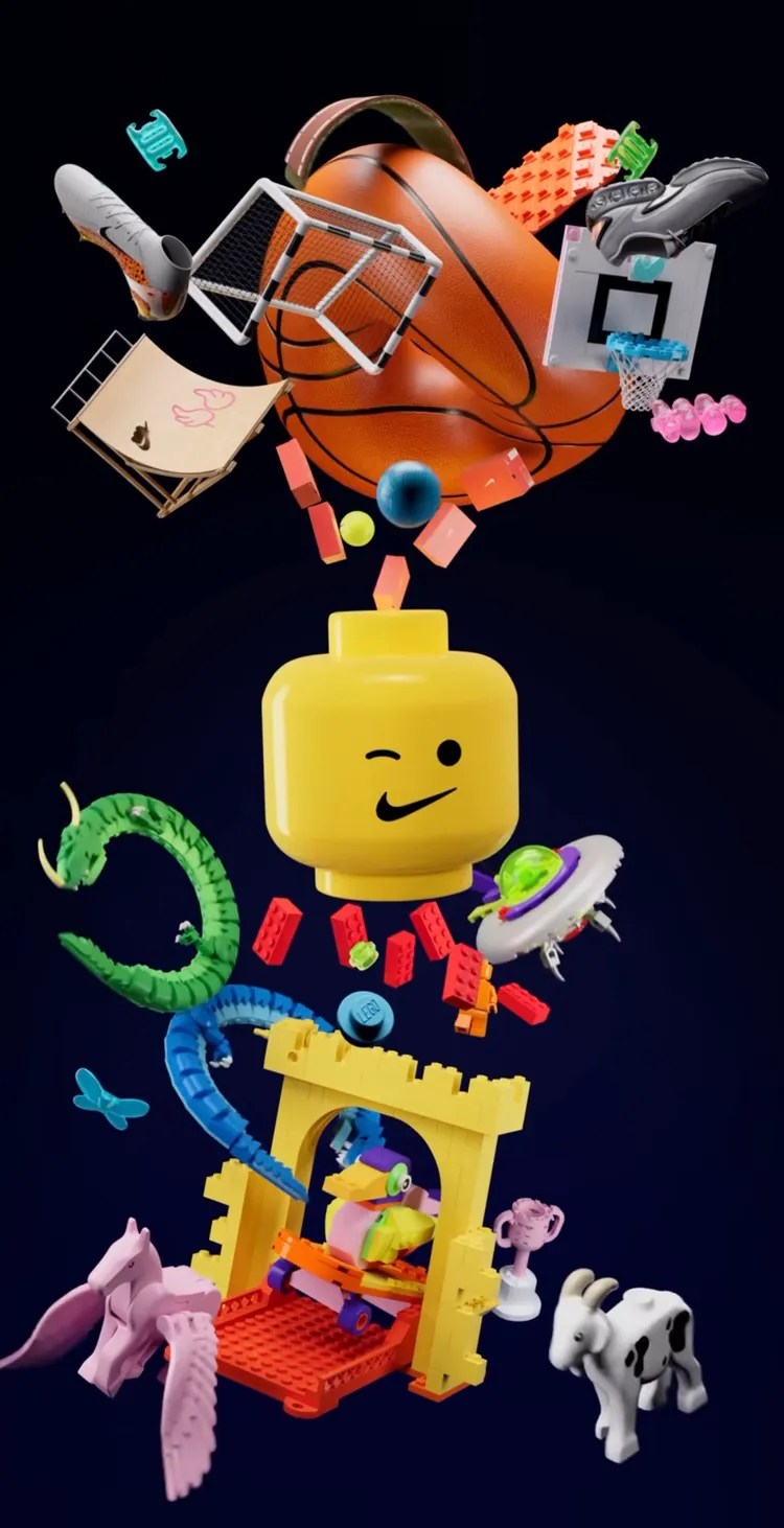 樂高小人偶的嘴巴變成Nike的經典Swoosh勾勾。翻攝LEGO IG