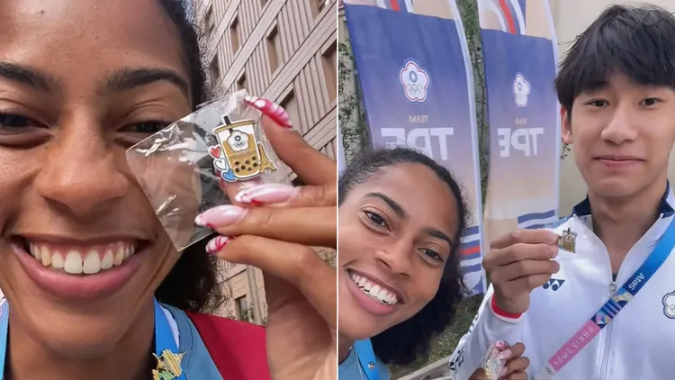 Gabby Scott分享從陳奕通手上獲得台灣珍奶徽章。翻攝自Gabby Scott TikTok