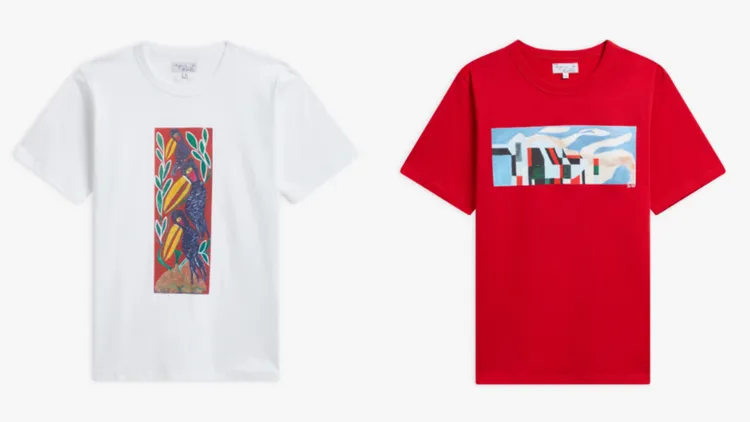 藝術家Anísio Couto設計T恤（左）、藝術家Tantão設計紅色T恤（右），各4280元。品牌提供