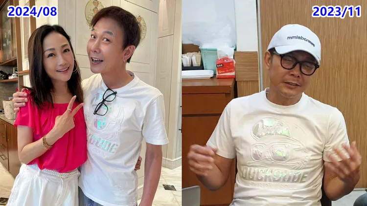 錢小豪上周直播恰巧與去年11月來台時穿著同一件上衣，看得出變瘦很多。資料照片、翻攝楊玉梅臉書