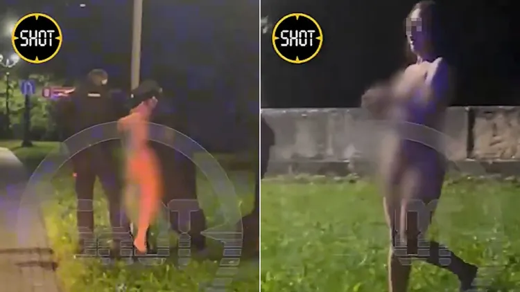 警方到場後等兩人分開時將裸女逮捕。翻攝自《SHOT》