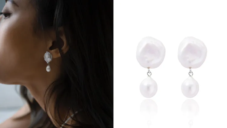 Olivia Yao Imperfect引力925純銀雙珍珠耳環，4980元。品牌提供