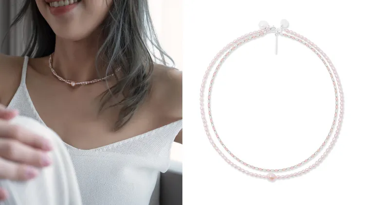 Olivia Yao COSMOS低語925純銀玫瑰金雙鍊組，4760元。品牌提供