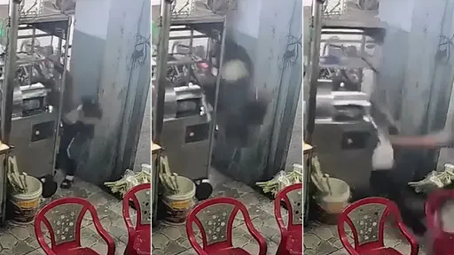 驚人影片|榨汁機「過肩摔」老闆娘 外套絞入險被扭斷手臂