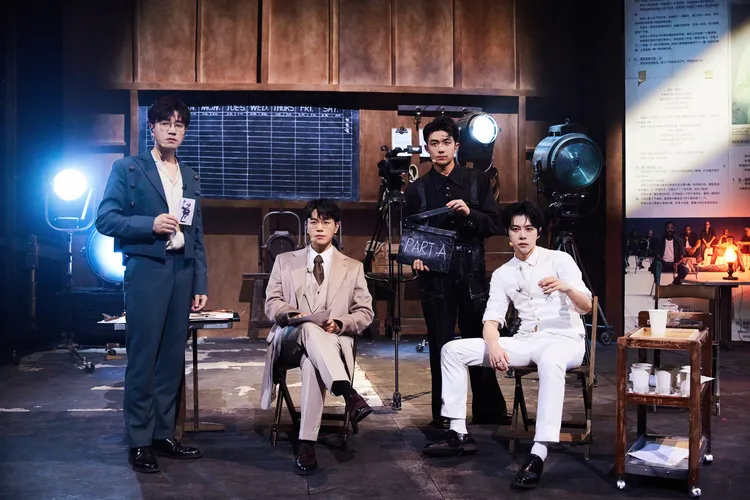 王錚亮（左起）、韋禮安、李澤鋒、徐海喬表演歌中劇，韋禮安如願成為「禮安導演」。翻攝披荊斬棘微博