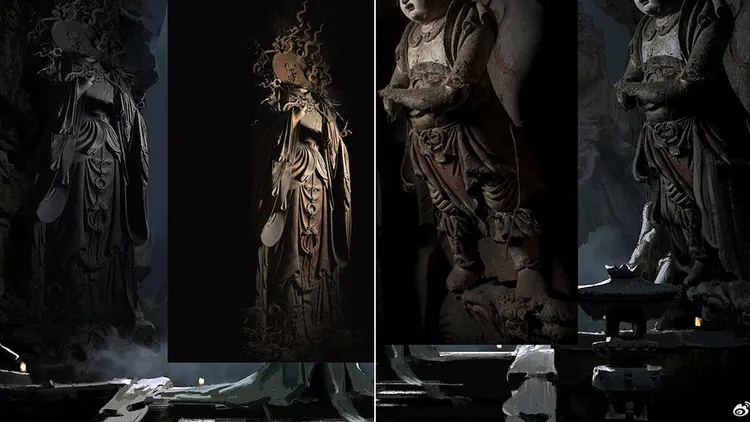 楠山禪指控《黑神話：悟空》中佛像抄襲自他的作品。翻攝自微博