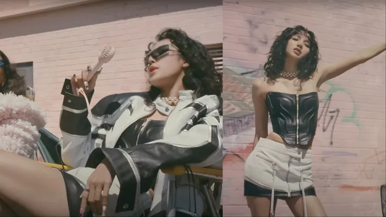 Lisa以一身皮革裝扮穿出賽車手風格。翻攝《New Woman》MV