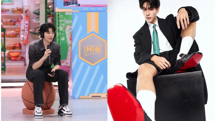 王俊凱（左）、Joong（右）分別演繹Christian Louboutin鞋款。左圖翻攝王俊凱微博、右圖翻攝Joong IG