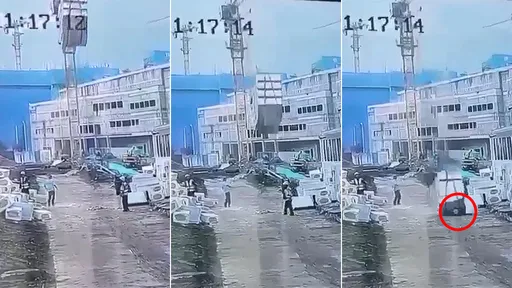 驚悚影片｜他觀察工地吊掛以為OK了　轉頭1秒鐘立即被砸死