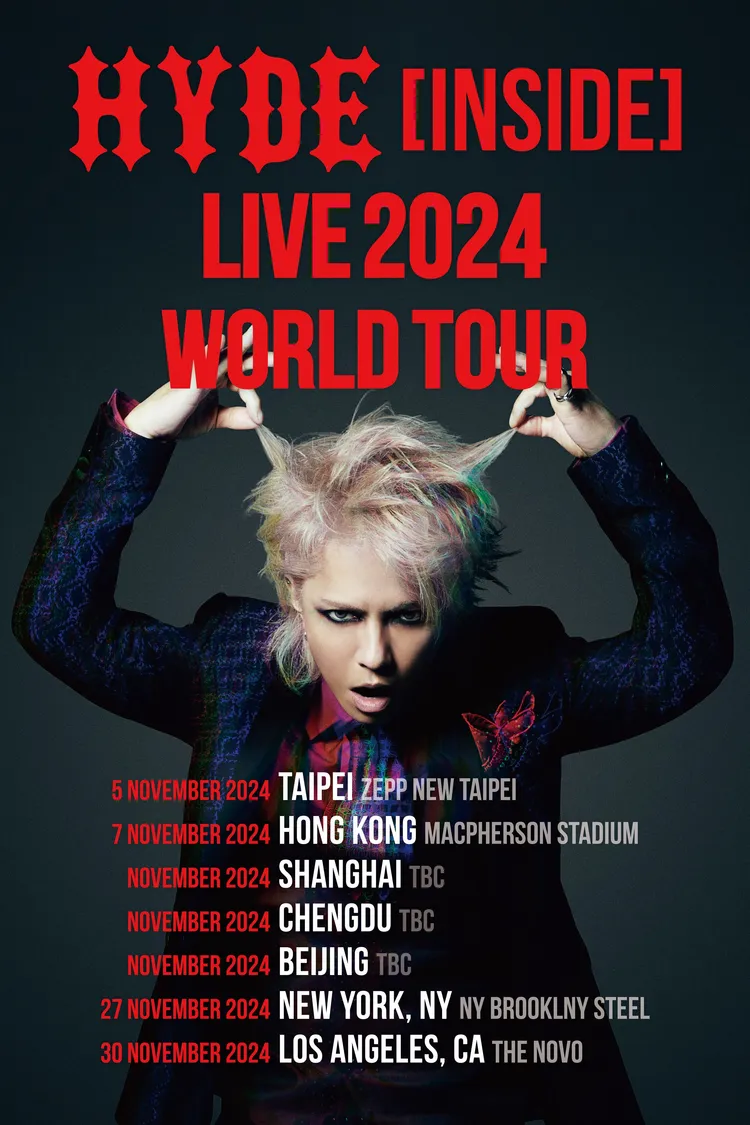 HYDE睽違5年發新片，展開同名演唱會，11月5日在Zepp New Taipei演出。環球音樂提供