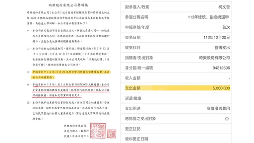 連環爆!柯文哲競辦遭時樂公司揭「500萬合作案」疑做假帳
