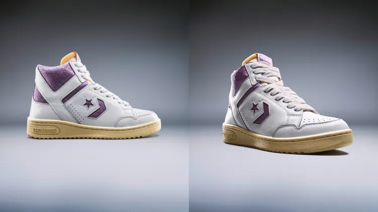 鞋款採用復古風格的淡黃色中底和大底。品牌提供