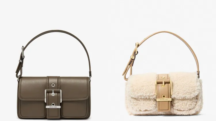 Michael Kors浮木色Colby Bag（左）1萬8800元、米白色羊毛迷你Colby Bag（右）1萬6300元。品牌提供