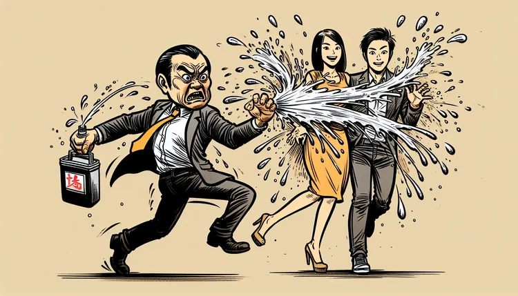 女律師胡書瑜涉嫌花錢請人對前男友張姓饒舌歌手及現任女友潑灑不明液體。AI生成照