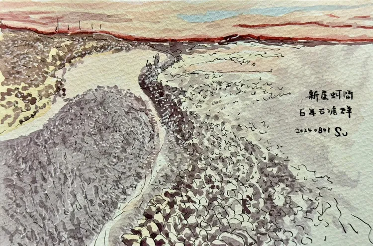 蘇俊賓手繪的石滬地圖。翻攝蘇俊賓臉書