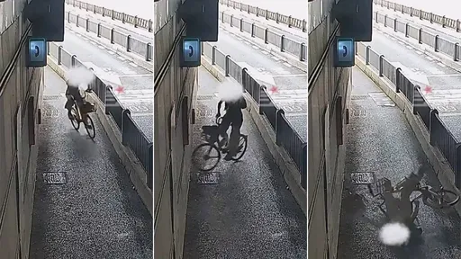 驚悚影片|抓著手機再握車把 共享單車女騎士彎道失控摔死