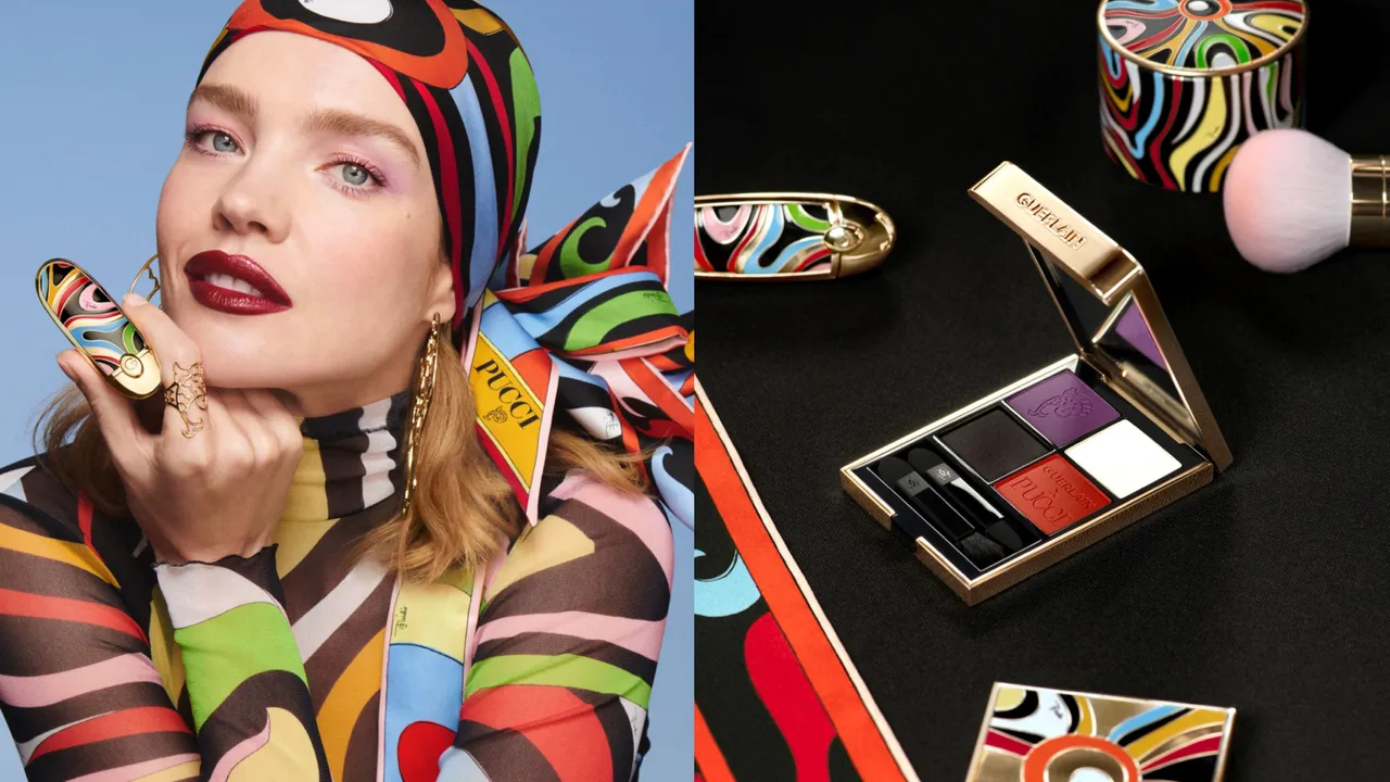 嬌蘭與義大利時尚品牌PUCCI推出聯名彩妝,LVMH集團太子妃Natalia Vodianova為系列拍攝形象照。品牌提供