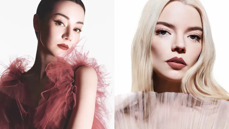 迪麗熱巴（左圖）與精靈系安雅，都愛Dior藍星唇膏。品牌提供