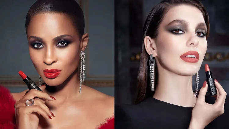 嘻哈天后Ciara（左圖）與時尚潮模 Camila Morrone（右圖）也分別抹上#863和#822。品牌提供