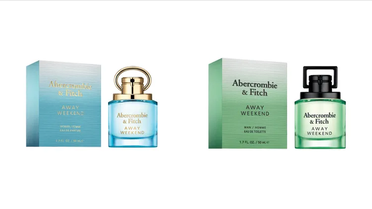 Abercrombie & Fitch沐光之境女性淡香精（左）30ml／1900元、100ml／3100元；沐光之境男性淡香水，30ml／1800元、100ml／3000元。品牌提供