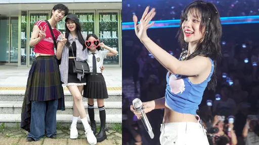 伊能靜親子首爾朝聖(G)I-DLE 庾恩利兄妹俏穿百褶裙