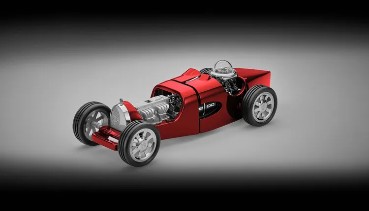L’Epee T35賽車機械鐘錶，長439.7mm*寬180.5mm*高119mm，L’Epée 1839 1855 MHD自製分層機械機芯，動力儲存8日，每種顏色各限量100件，148萬元。品牌提供
