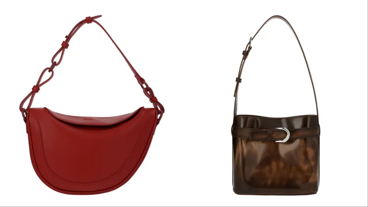 率性馬鞍包（左）2990元、Gabine小牛皮釦環單肩包（右）4490元。品牌提供