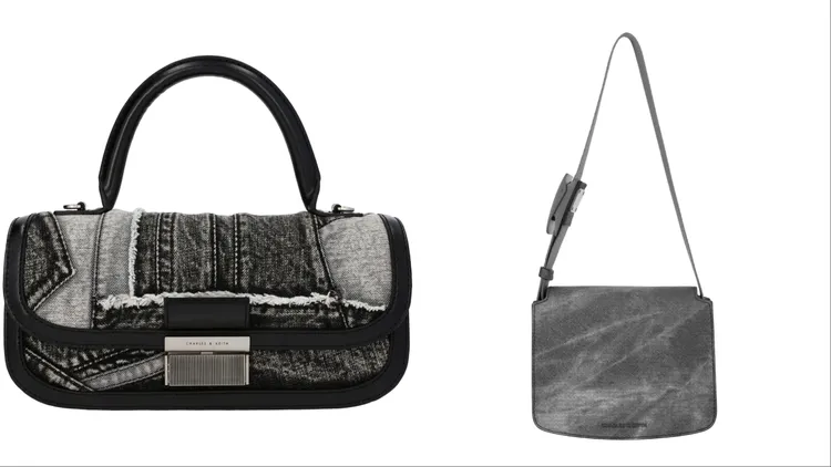 Charlot金釦長型包（左）2590元、丹寧掀蓋肩背包（右）2390元。品牌提供