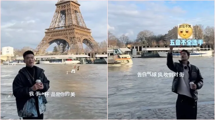 鄭思維與王昶唱周杰倫的歌曲〈告白氣球〉。翻攝自抖音