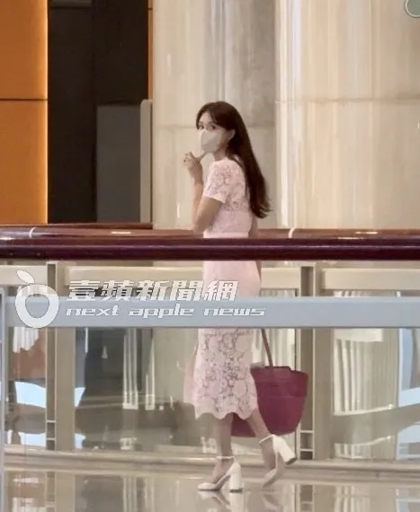 林志玲戴上口罩，在台北101四樓尋找餐廳。特勤中心攝