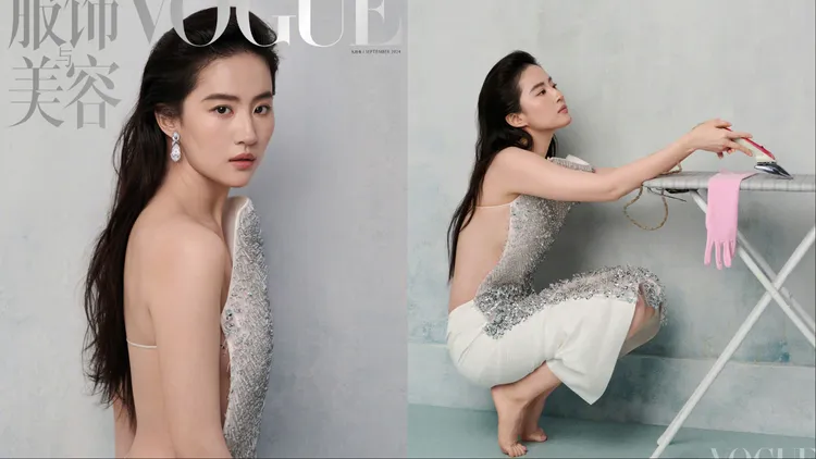 劉亦菲拍攝中國時尚雜誌《VOGUE》封面。翻攝中國版《VOGUE》微博