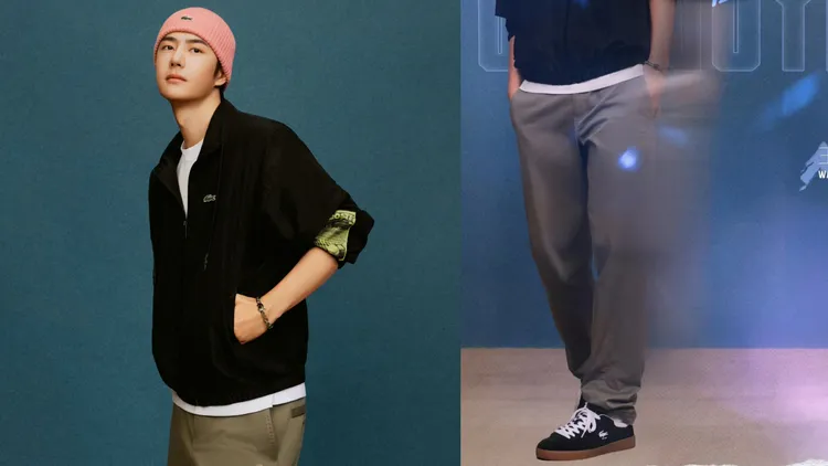 王一博在本月初生日時換上全套品牌服飾。左圖翻攝LACOSTE微博、右圖翻攝YIBO-OFFICIAL微博