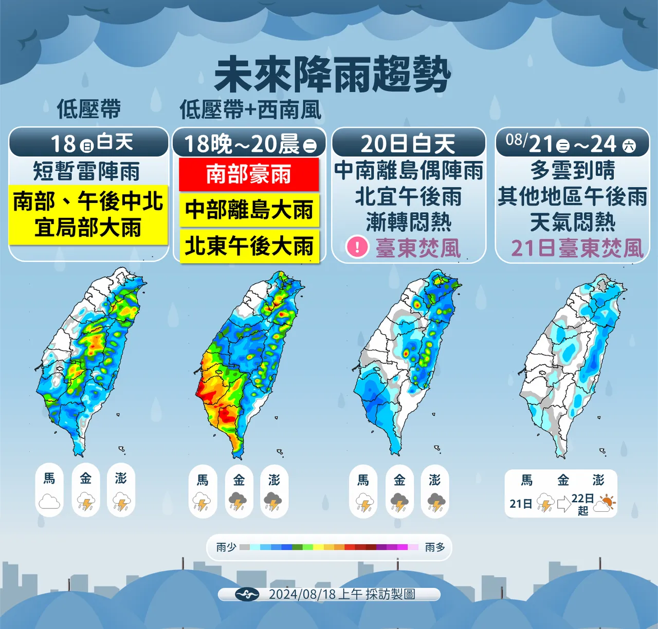未來降雨趨勢。氣象署提供