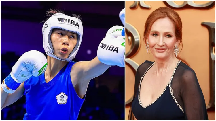 正在征戰巴黎奧運的台灣拳擊好手林郁婷，飽受《哈利波特》作家JK羅琳（J.K. Rowling）質疑性別問題。右圖路透、左圖翻攝林郁婷臉書
