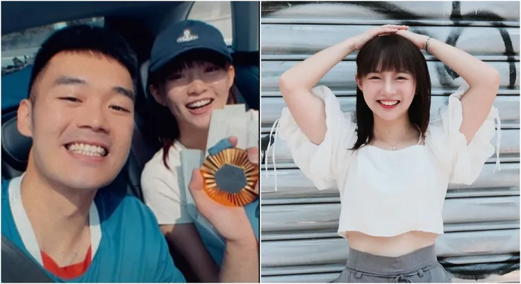 王齊麟事後發文護愛，強調是自己強制女友陳詩媛來接機的。左《＠chilinwang》IG、右陳詩媛臉書