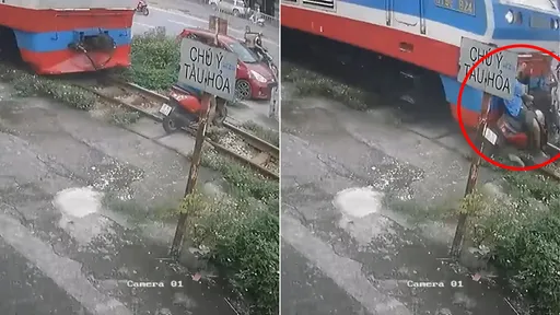 驚悚影片|騎車穿越鐵軌「1秒致命停頓」 騎士被撞飛當場死亡