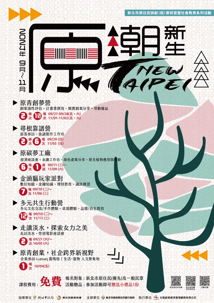 原潮新生：新北市原住民族創就業研習暨社會教育系列活動即日起開放報名。原民局提供