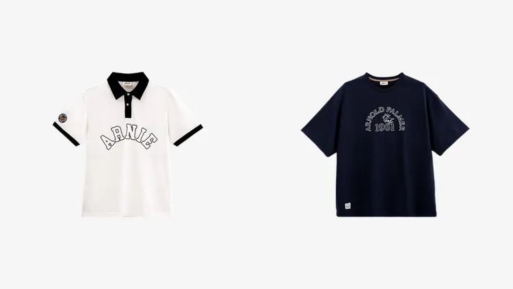 Arnie系列女裝撞色拼接LOGO休閒POLO衫（左）2650元、男裝拉布拉多刺繡T-Shirt（右）1950元。品牌提供
