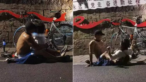 騎單車「當街合體」變騎人 標語超應景:跟黨奮進新征程